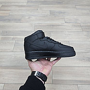 Кроссовки Nike Air Force 1 Mid Black зимние с мехом, фото 2