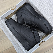 Кроссовки Nike Air Force 1 Mid Black зимние с мехом, фото 7