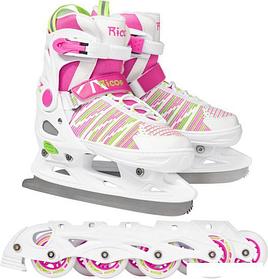 Роликовые коньки Ricos Props PW-223B XS (р. 29-32, белый/розовый)