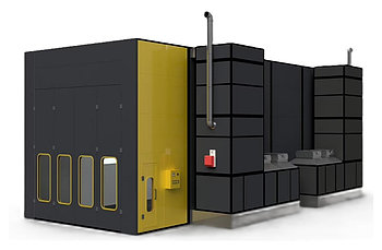 Покрасочная камера индустриальная 15 х 5 х 4,5 м., 72000 м3/ч KraftWell арт. DEMETRA