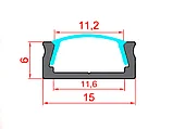 Алюминиевый профиль накладной с экраном 15х6 без покрытия, фото 4