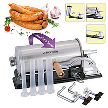 Шприц для колбас 3 кг. Kamille из нержавеющей стали с силиконовыми насадками КM-6502