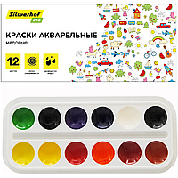 Краски акварельные Silwerhof Eco медовые 12цв. без кисти картон.кор., 2063993