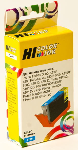 Картридж CLI-8C/ 0621B024 (для Canon PIXMA MP510/ MP530/ iP4300/ iX5000/ iP5300/ iP6700) Hi-Black, голубой