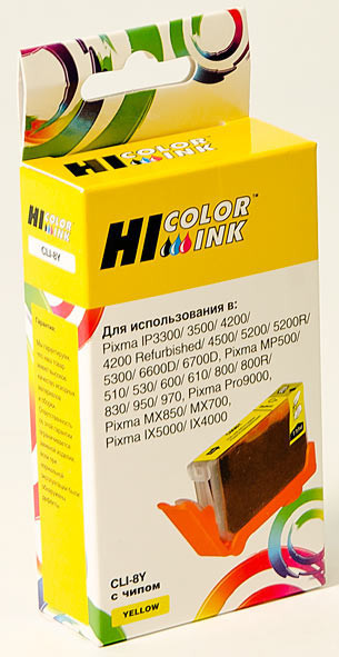 Картридж CLI-8Y/ 0623B024 (для Canon PIXMA MP510/ MP610/ iP4300/ iX5000/ iP5300/ iP6700) Hi-Black, жёлтый