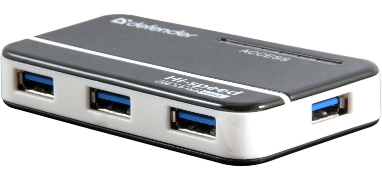 Универсальный USB разветвитель Defender QUADRO Quick USB3.0, 4порта, блок питания 2A - фото 1 - id-p35756678