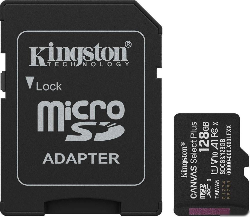 Карта памяти Kingston Canvas Select Plus microSDXC 128GB SDCS3/128GB (с адаптером), фото 1