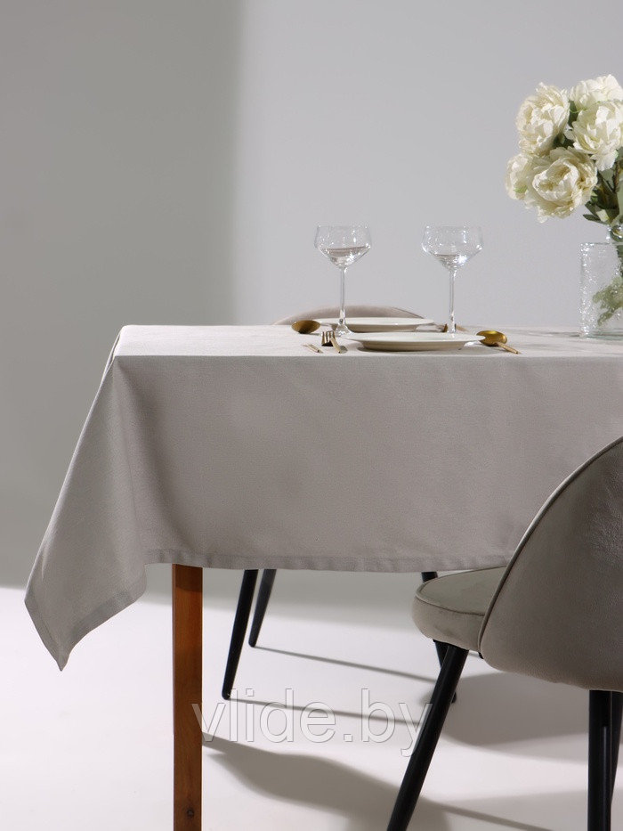 Скатерть «Этель» Kitchen, 146×300 см, 100% хлопок, саржа 250 г/м², светло-серая