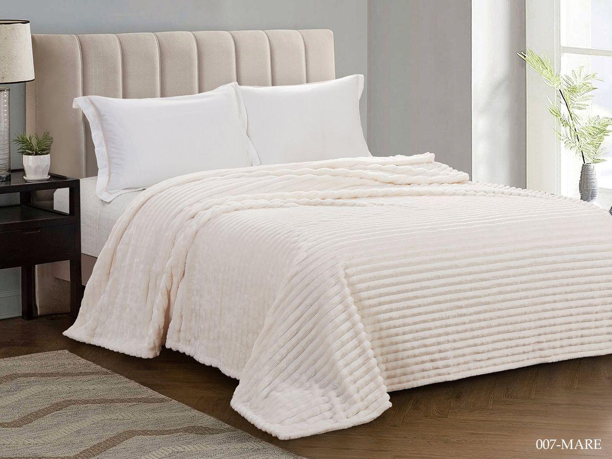 Плед Велсофт 150х200 см Бояртекс диз. 007-MARE Полоска Молочный