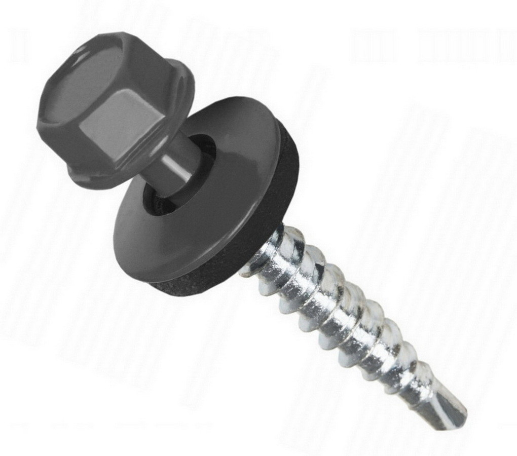 Саморез кровельный 4,8х35 RAL7024 графит серый, PT1, металл/дерево (упак/200шт) - M11151