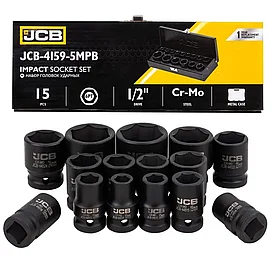 JCB-4159-5MPB JCB Головки ударные, набор 15пр., 1/2" (6гр.)
