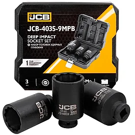 JCB-4035-9MPB JCB Головки ударные глубокие, набор 3пр., 1/2" (12гр.)