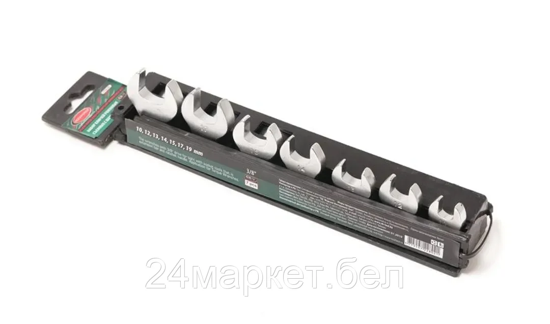 Rock FORCE Набор ключей рожковых съемных с шарниром 3/8", 7пр. (10, 12, 13, 14, 15, 17, 19мм), в пластиковом