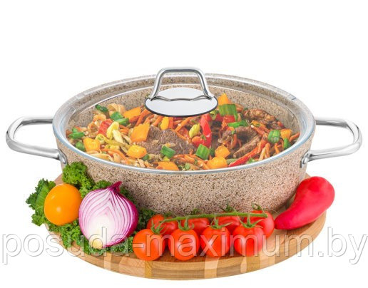 Жаровня антипригарное покрытие 4,1 л DARIIS индукция с крышкой 28 см HUR-A-15403