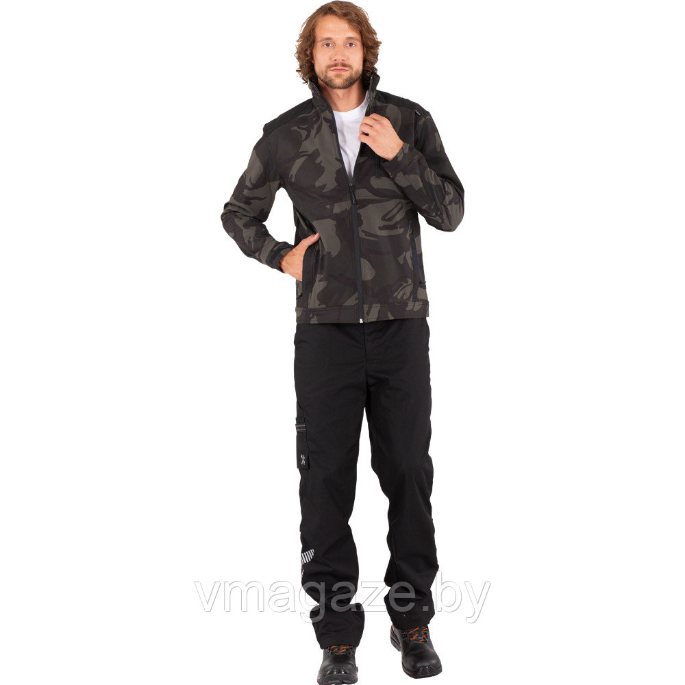 Куртка Арно софтшелл демисезонная (цвет темно-зеленый с черным)