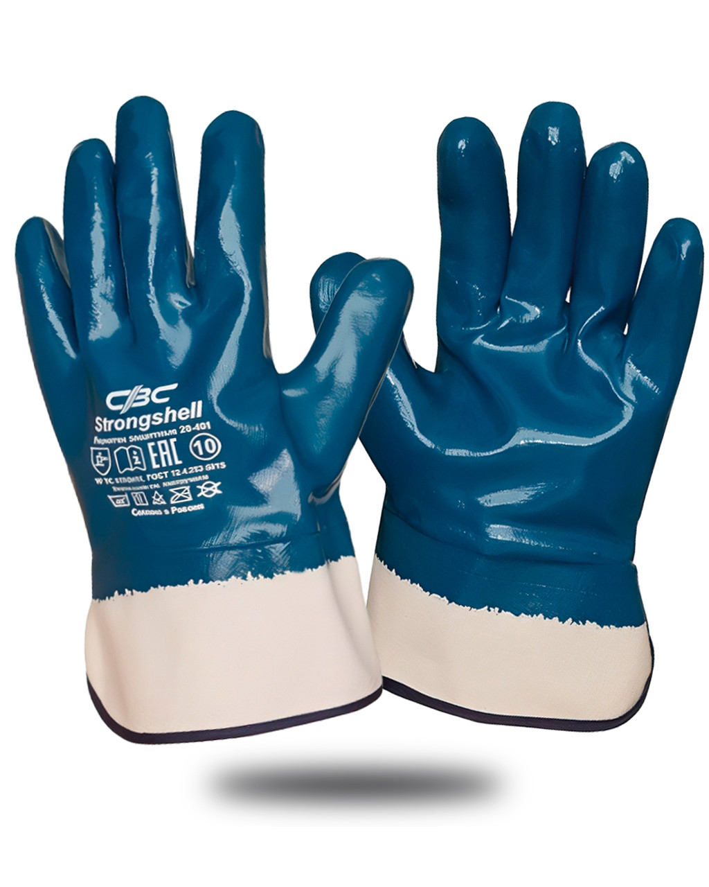 Перчатки Стронгшелл (Strongshell) х/б с полным нитрильным покрытием крага р.10 (х5х144)