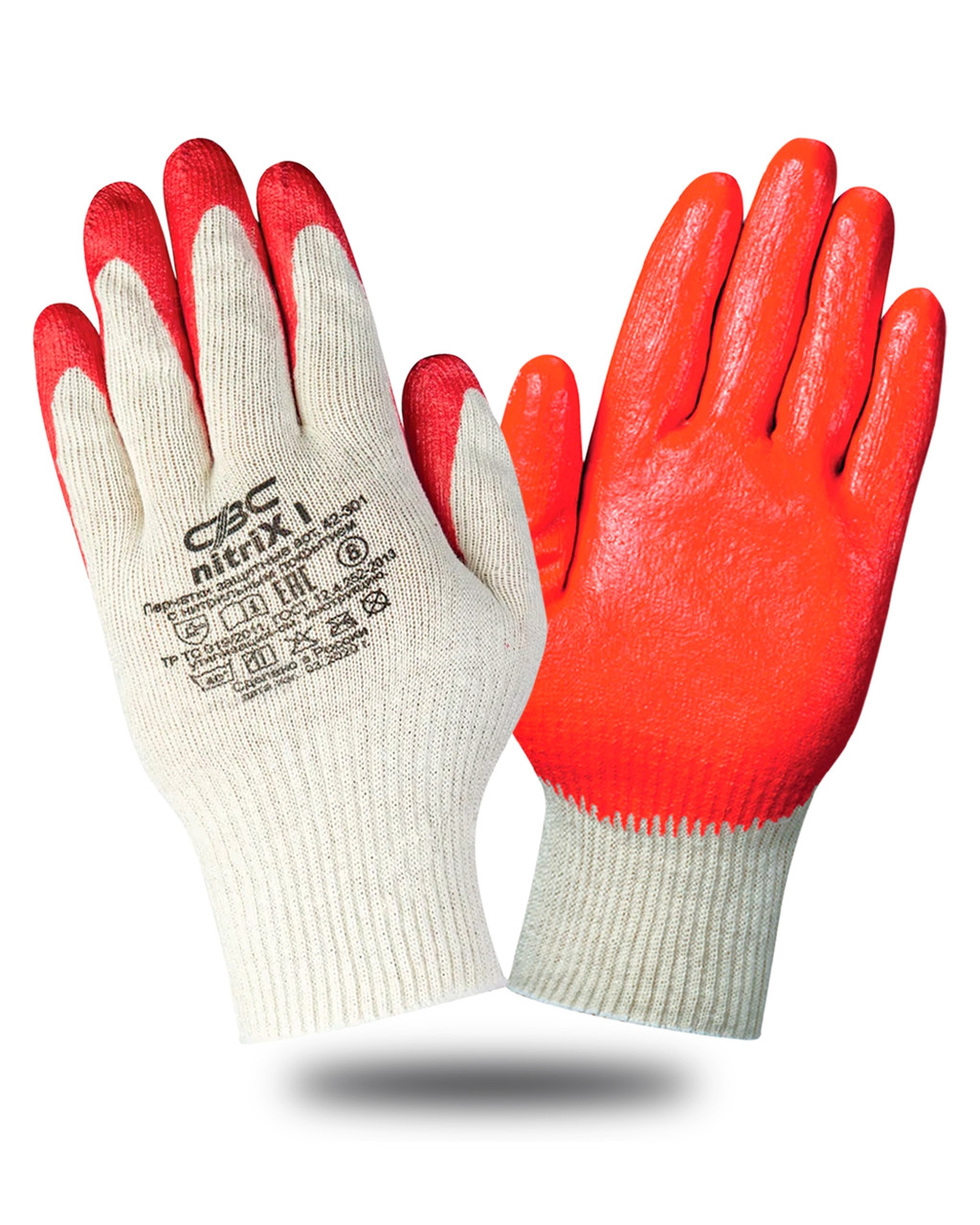 Перчатки Нитрикс (Nitrix) х/б с гладким нитрильным покрытием, ручной оверлок р.9 (х5х250)