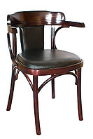 Кресло классика деревянное с мягким сидением из кожзама Роза (КМФ 120-02) краситель 325