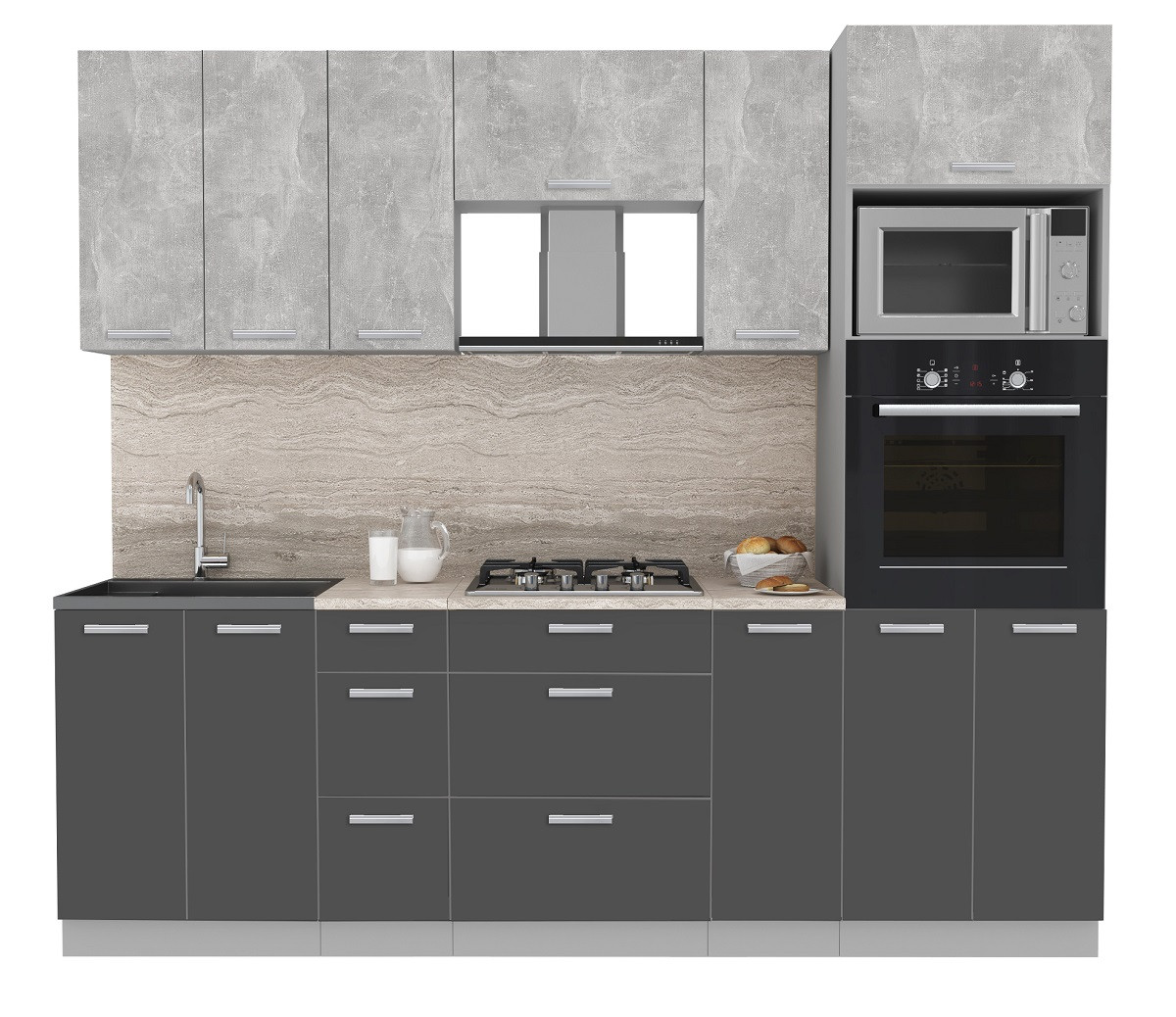 Кухня Мила 2.4ВТ Бетон - Антрацит