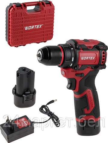 Аккум. дрель-шуруповерт WORTEX BD 1213-1 Dli в чем. 12 В, 40 Н*м, 2х2 А*ч, БЗП 10 мм (БЕСЩЁТ.ДВИГ., подсветка, фото 2