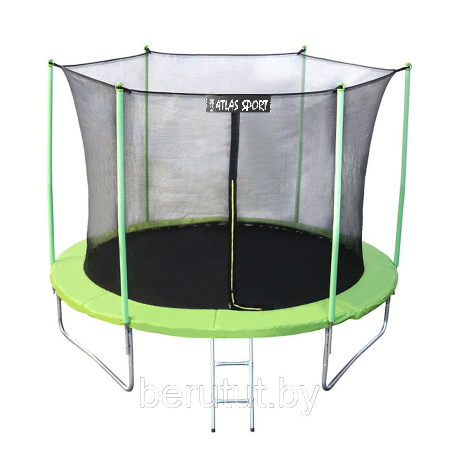 Батут с сеткой Atlas Sport 312 см 10ft с лестницей зелёный