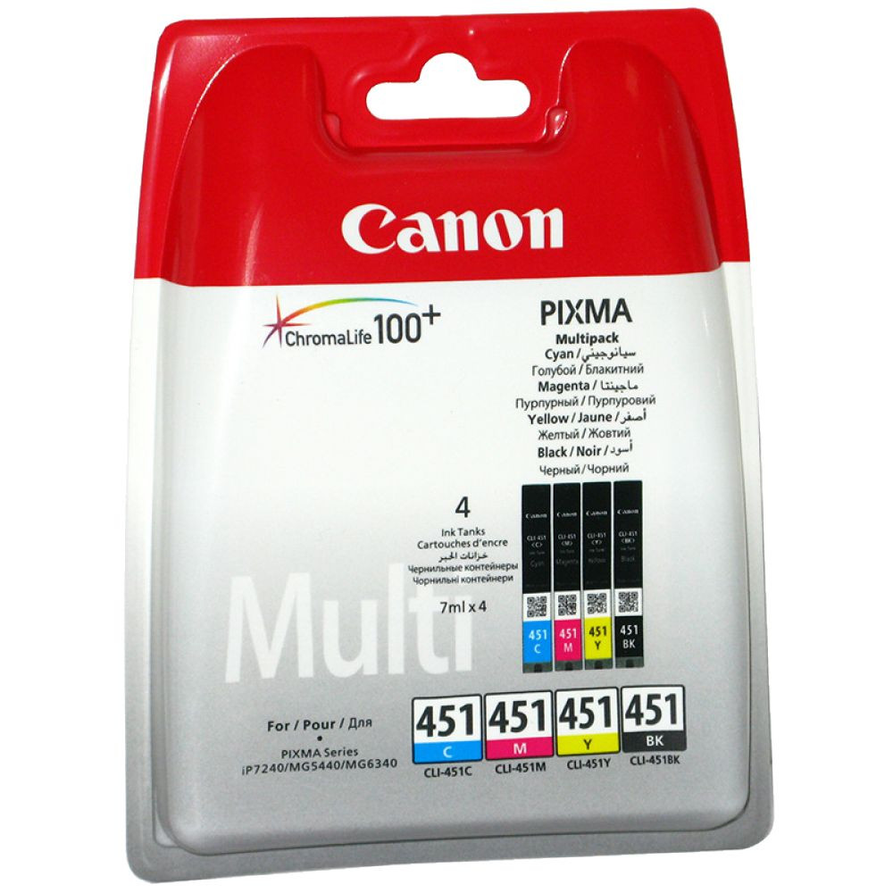 Набор картриджей CLI-451/ 6524B004 (для Canon PIXMA MX924/ MG5540/ MG6340/ MG6640/ MG7140) C/ M/ Y/ Bk - фото 1 - id-p33871796