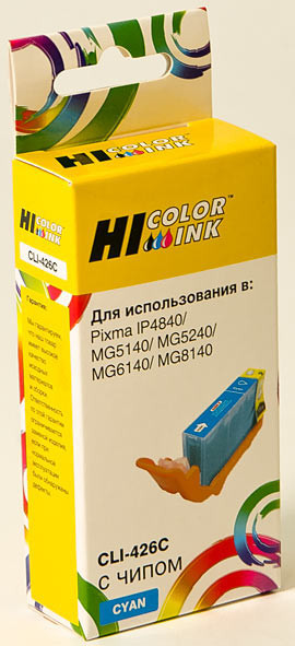 Картридж CLI-426C/ 4557B001 (для Canon PIXMA MX884/ iP4840/ MG5140/ MG5340/ MG6240/ MG8140) Hi-Black, голубой
