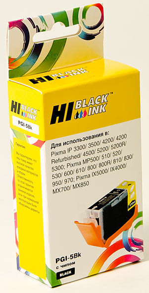 Картридж PGI-5Bk/ 0628B024 (для Canon PIXMA MP610/ MP800/ MP830/ MP970/ iP3500/ iP4200) Hi-Black, чёрный