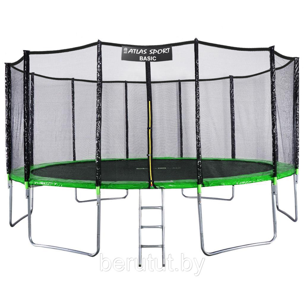 Батут с сеткой Atlas Sport 490 см (16ft) BASIC с лестницей зелёный