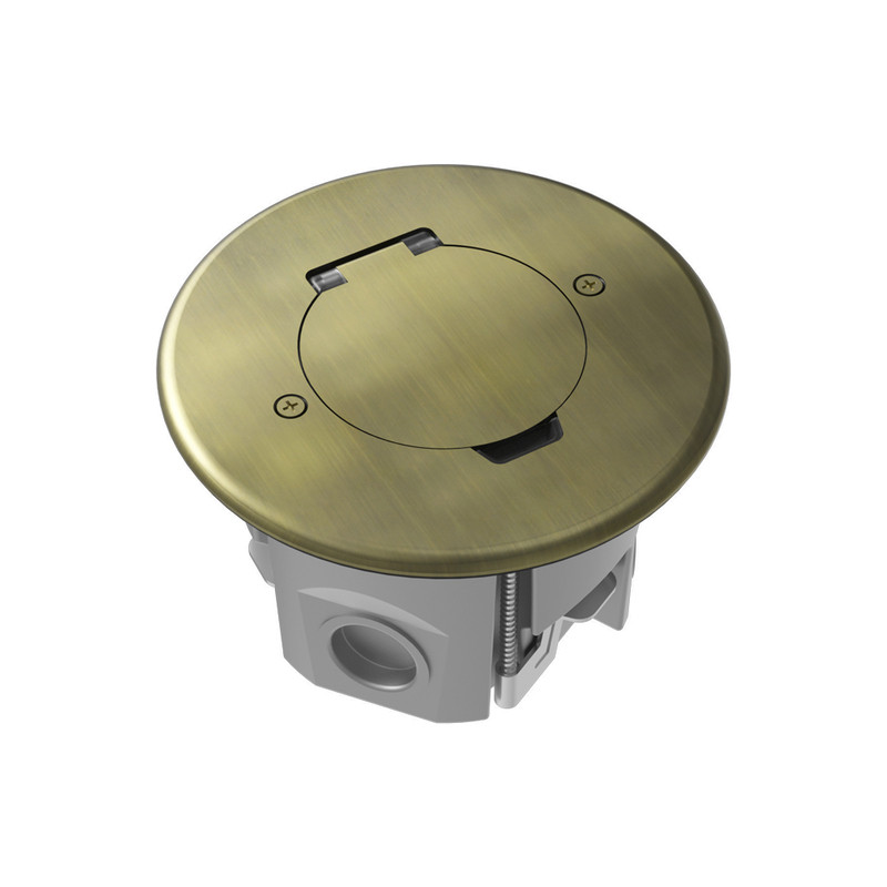 Лючок Surface 2 мод. (1 мод. 45х45 мм.),   круглый,  круглая крышка,  античная латунь,  IP44,  (с уст.