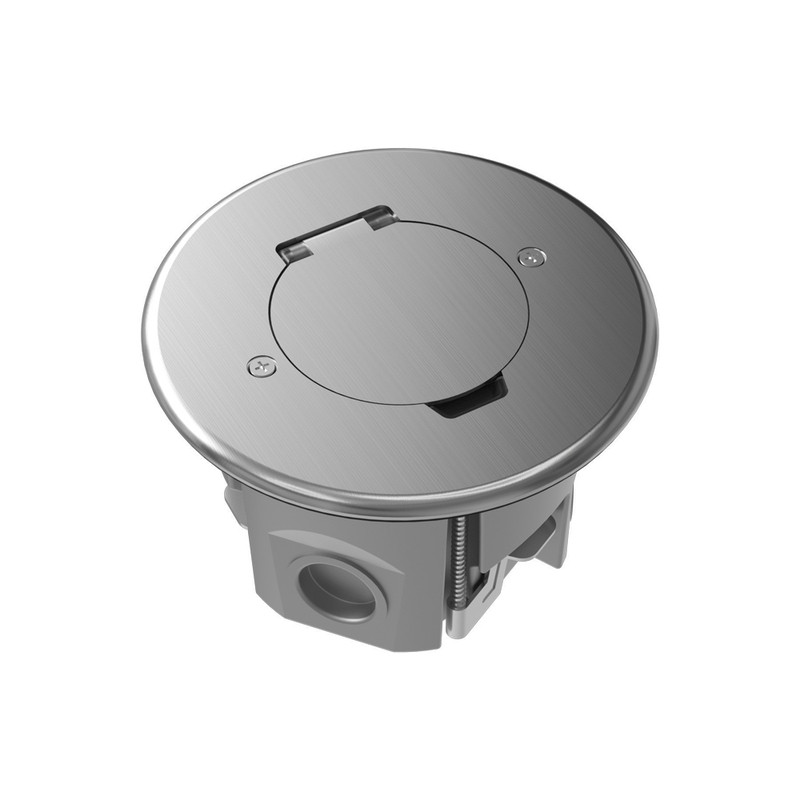 Лючок Surface 2 мод. (1 мод. 45х45 мм.),   круглый,  круглая крышка,  полированное серебро,  IP44,  (с уст.