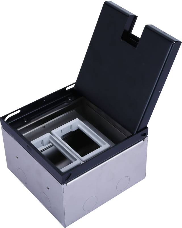 Лючок в пол 6 мод. (2 мод. 45х45 мм. + 2 мод. 22.5х45 мм.),  металл антрацит