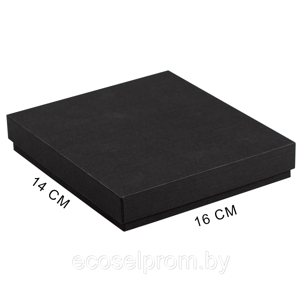 Коробка подарочная, размер 16*14*2 см, Solution Superior Linen, черная, бежевый ложемент с прямоугольной