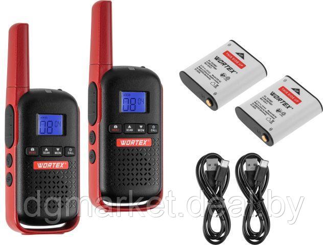 Портативная радиостанция WORTEX WT 0805 в кор. (комплект 2 шт.) SET, PMR (446 МГц), 0,5 Вт, 2x1,5 Ач