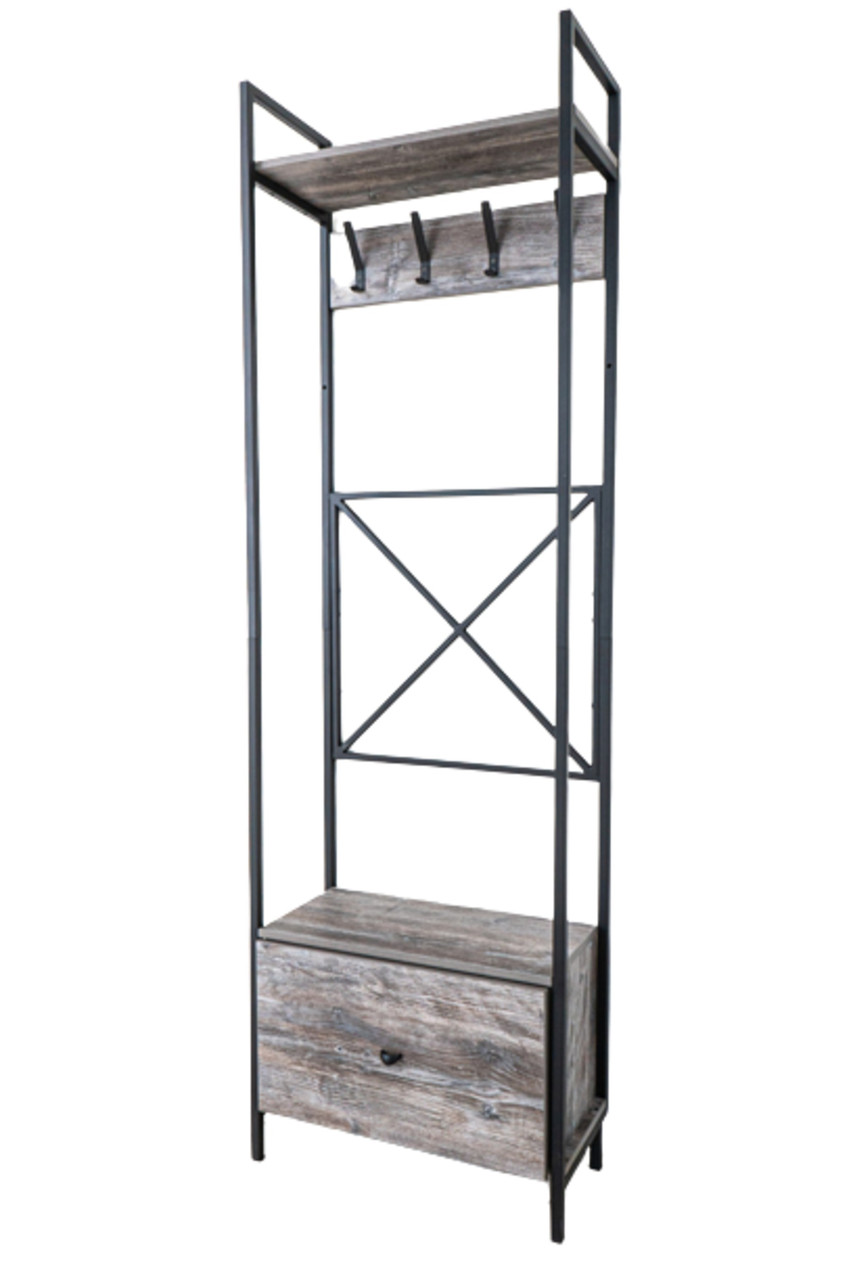 Вешалка с ящиком ДП4-03 "Сосна посадена"/черный матовый