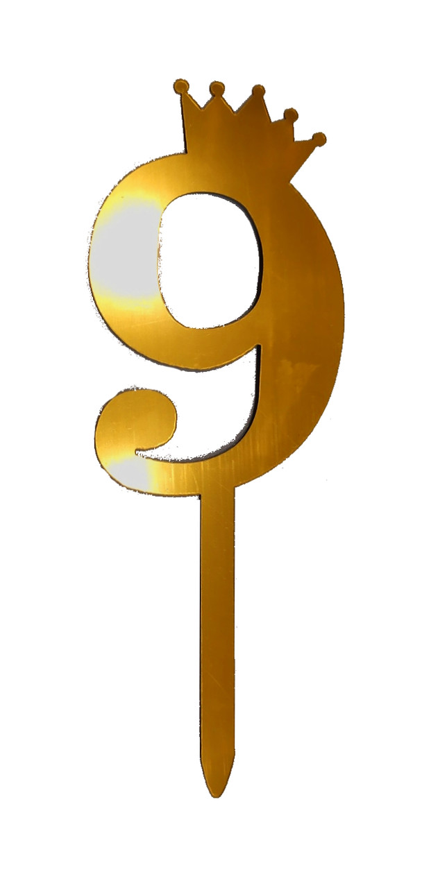 Топпер пластик цифра с короной "9" 16.5 см