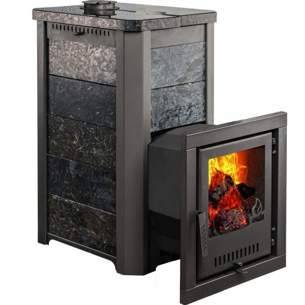 Печь для бани Варвара Сказка Пироксенит удлиненная топка со стеклом