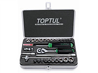 Набор головок 1/4" 4-14мм 3/16"-9/16" 6гр. 29пр. метал.кейс PROLINE TOPTUL (GCAD2902)