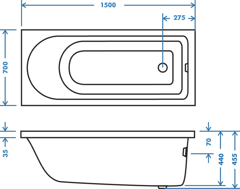 Ванна Акцент 150х70 - фото 3 - id-p36106309