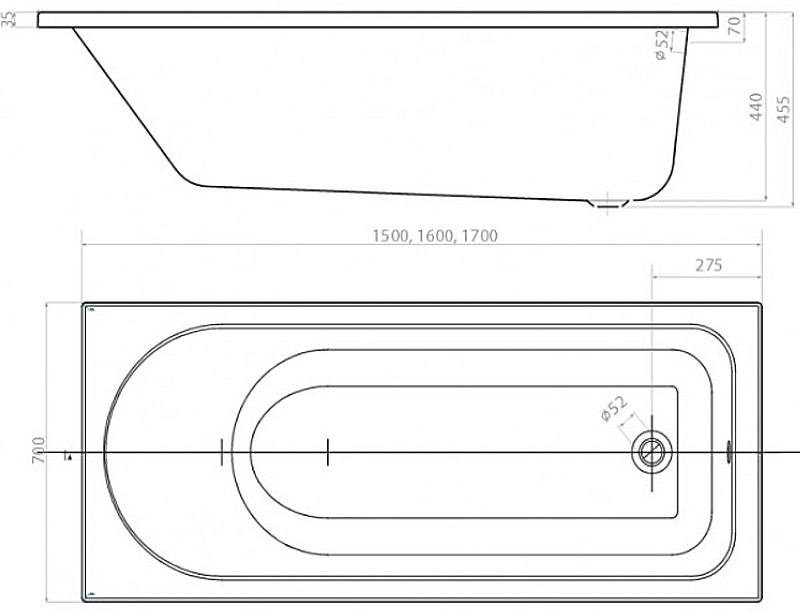 Ванна Акцент 150х70 - фото 4 - id-p36106309