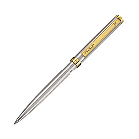 Серебристая металлическая шариковая ручка Delgado с золотистыми элементами   для нанесения логотипа