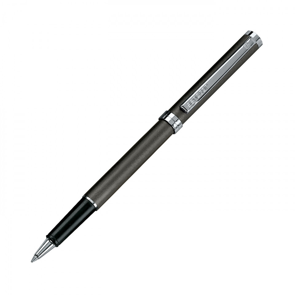 Серая металлическая ручка-роллер Delgado с серебристой  фурнитурой