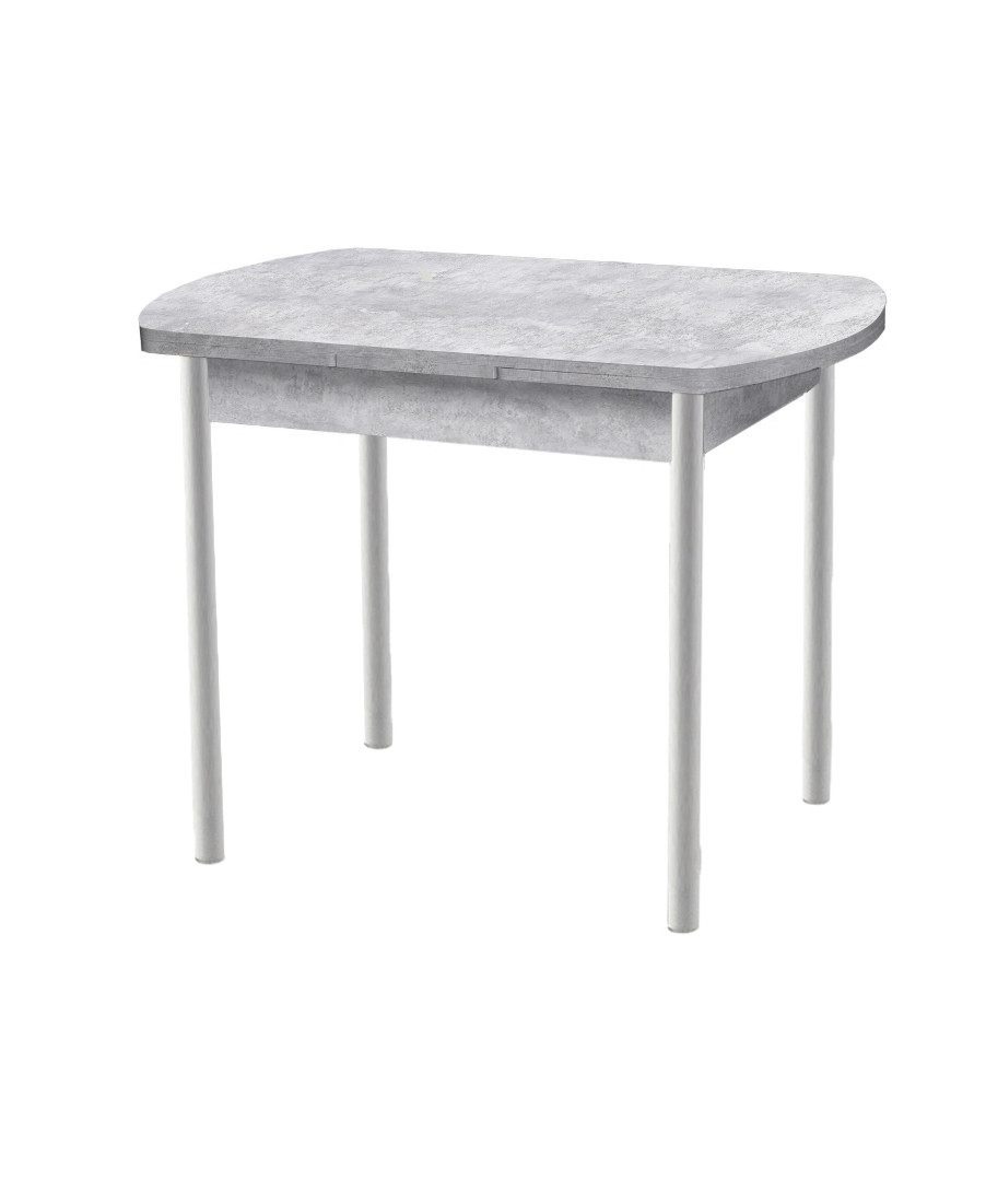 Стол М2 раздвижной Бетон метрополитан/опоры прямые белый матовый