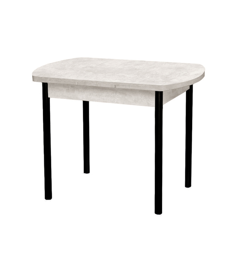 Стол М2 раздвижной Шелковый камень/опоры прямые черный матовый