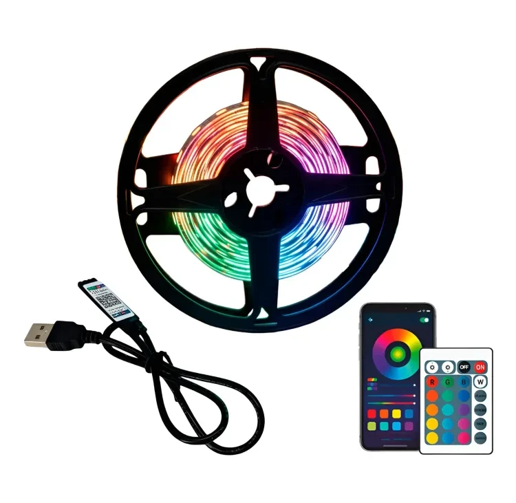 LED лента USB DzivaTek VIASIOLKA RGB (5 метров) с пультом, питание 5v IP20