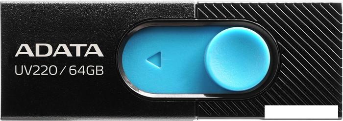 USB Flash A-Data UV220 64GB (черный/голубой)