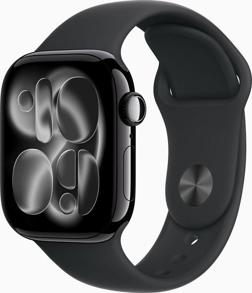 Умные часы Apple Watch Series 11 46 мм (алюминиевый корпус, черный/черный, спортивный силиконовый ре, фото 1