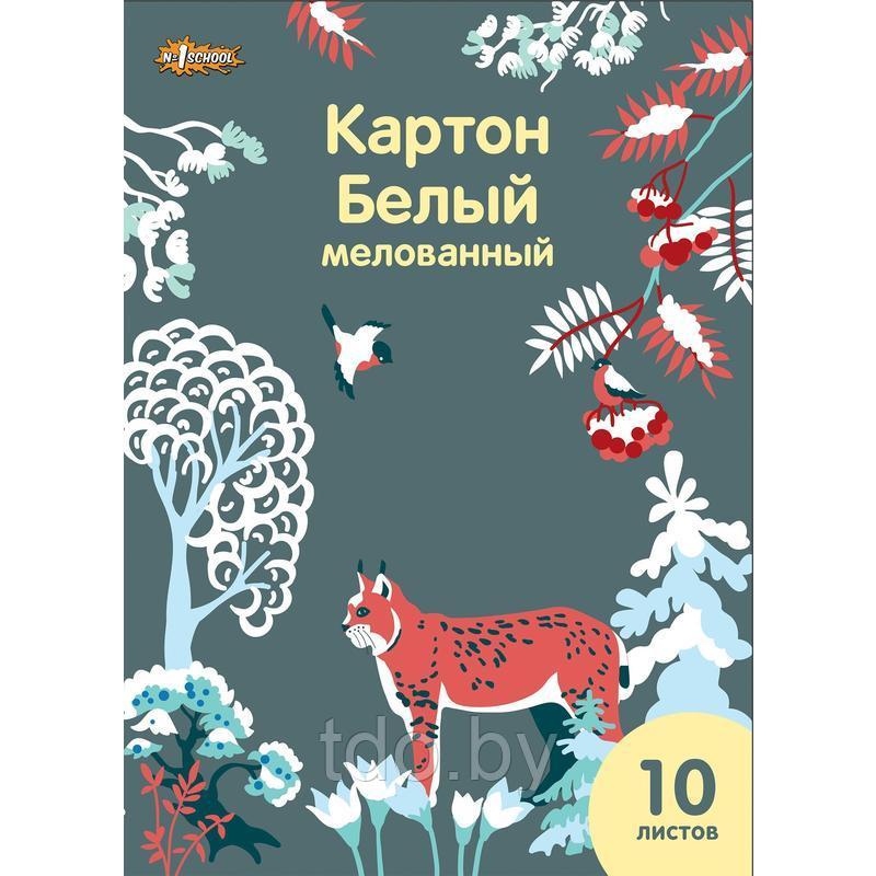 Картон 1 SCHOOL Живая природа, белый, мелованный, А4, 10 листов, картонная папка, 740665