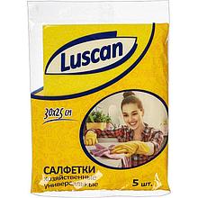 Салфетки хозяйственные LUSCAN, универсальные, желтые, 30*25 см, 70 г/м2, вискоза/полиэстер, 5 шт, 1117961