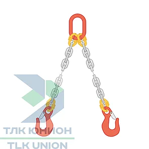 Строп цепной двухветвевой 2СЦ, класс Т8, крюки с предохранителем и вилочным соединением SALKH20, 17т, 11м,, фото 2